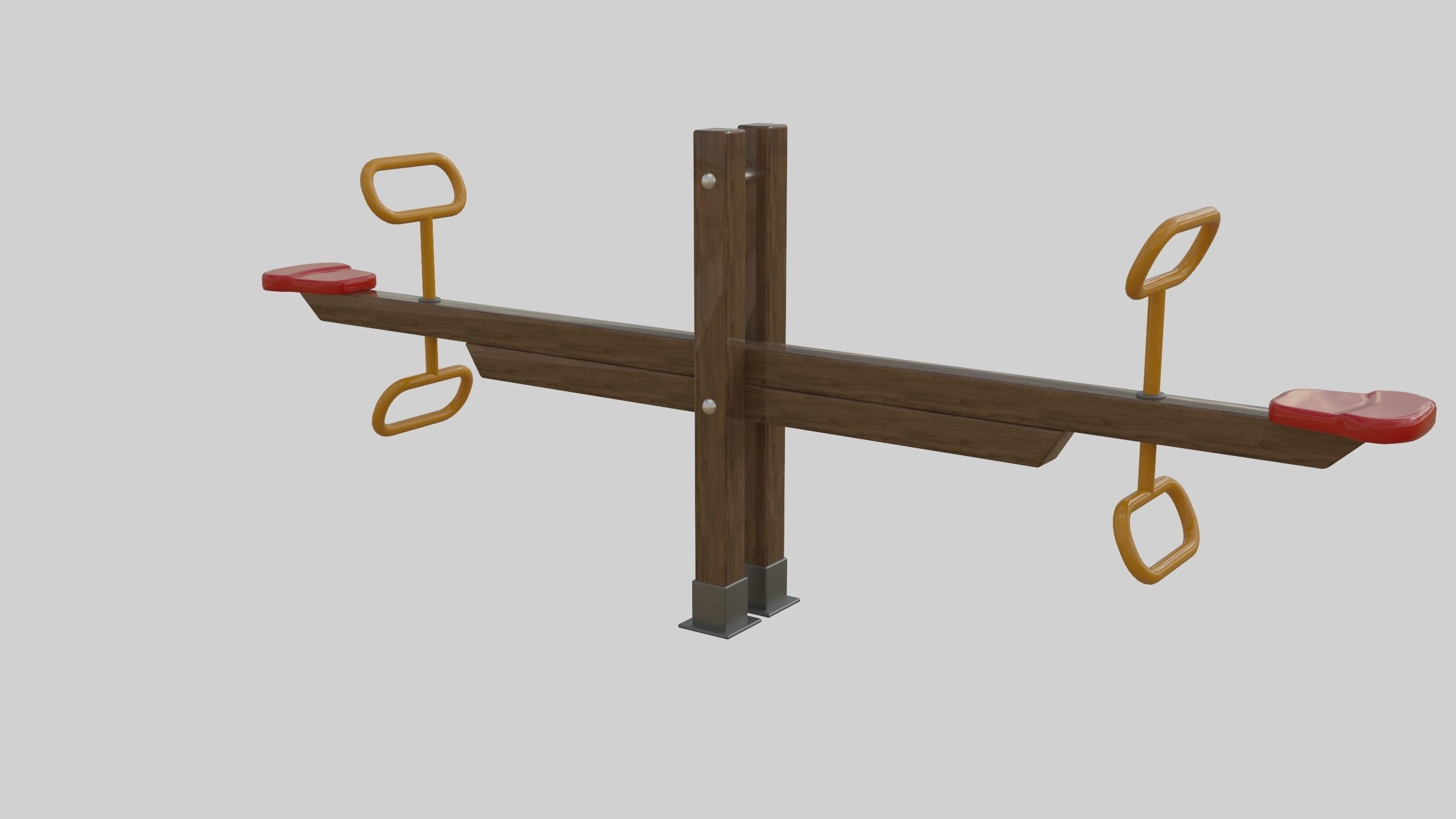 Wooden Seesaw Teeter Totter - 01 Playground Low-poly 3D model_9