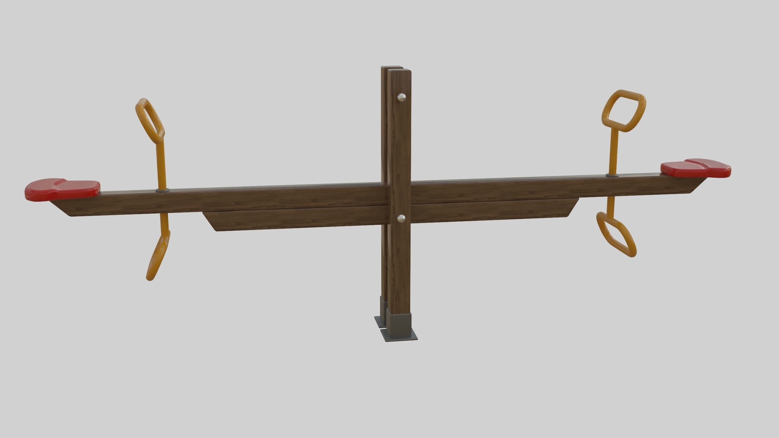 Wooden Seesaw Teeter Totter - 01 Playground Low-poly 3D model_6