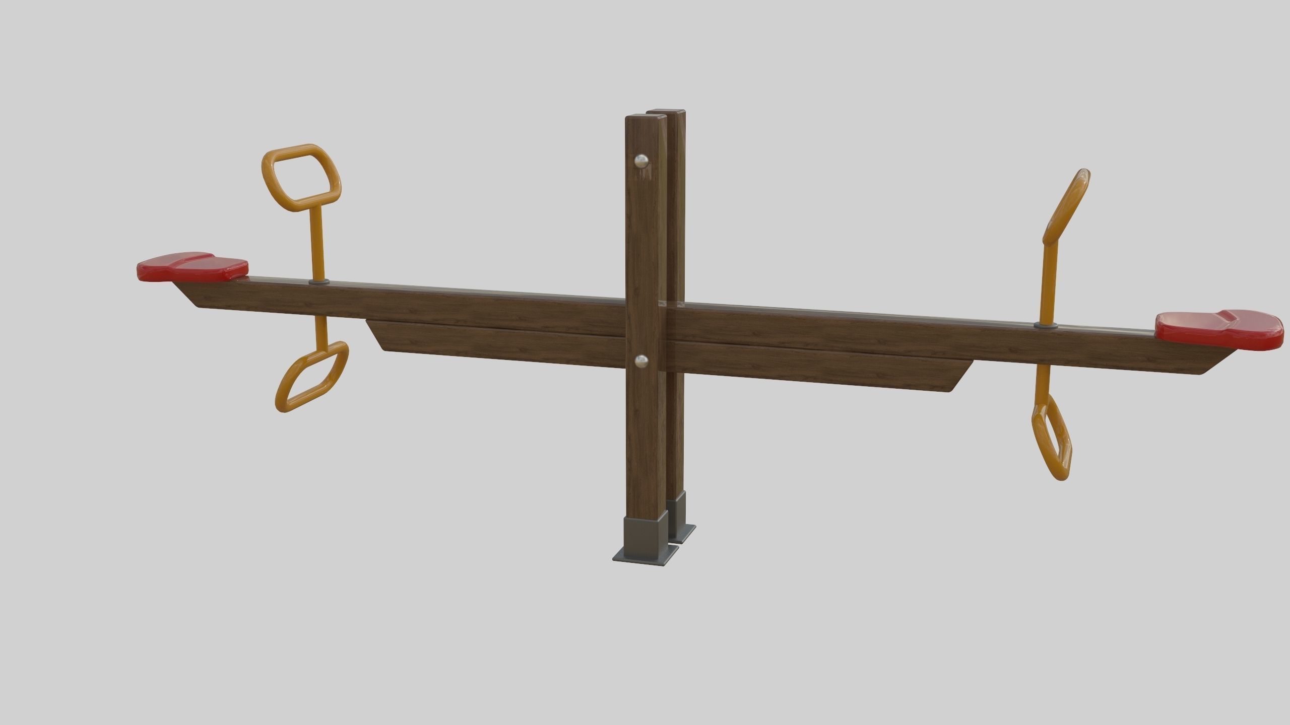 Wooden Seesaw Teeter Totter - 01 Playground Low-poly 3D model_8