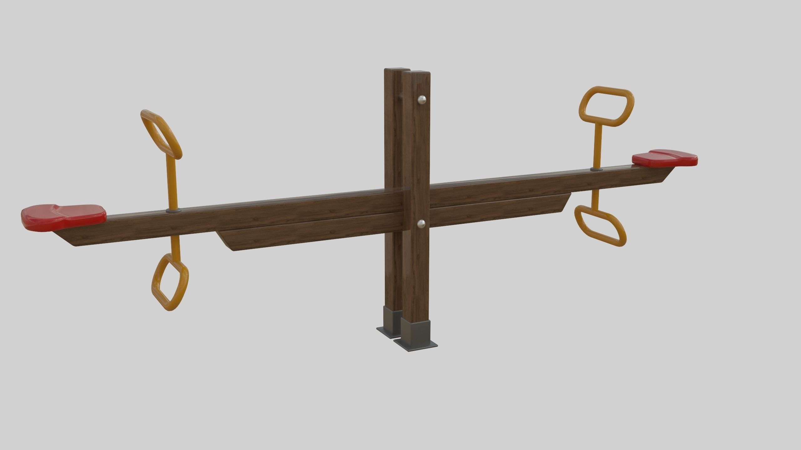 Wooden Seesaw Teeter Totter - 01 Playground Low-poly 3D model_1