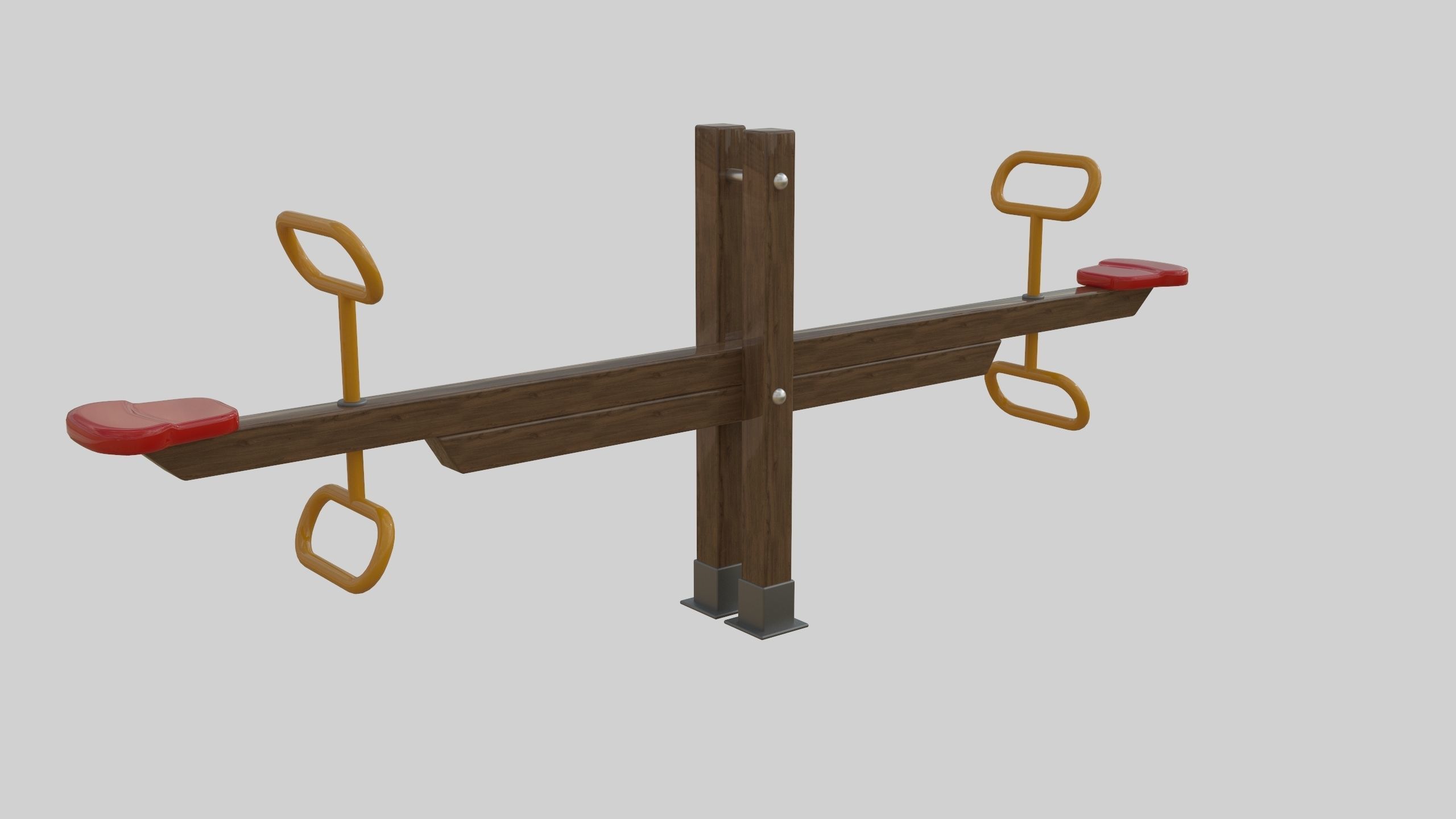 Wooden Seesaw Teeter Totter - 01 Playground Low-poly 3D model_14