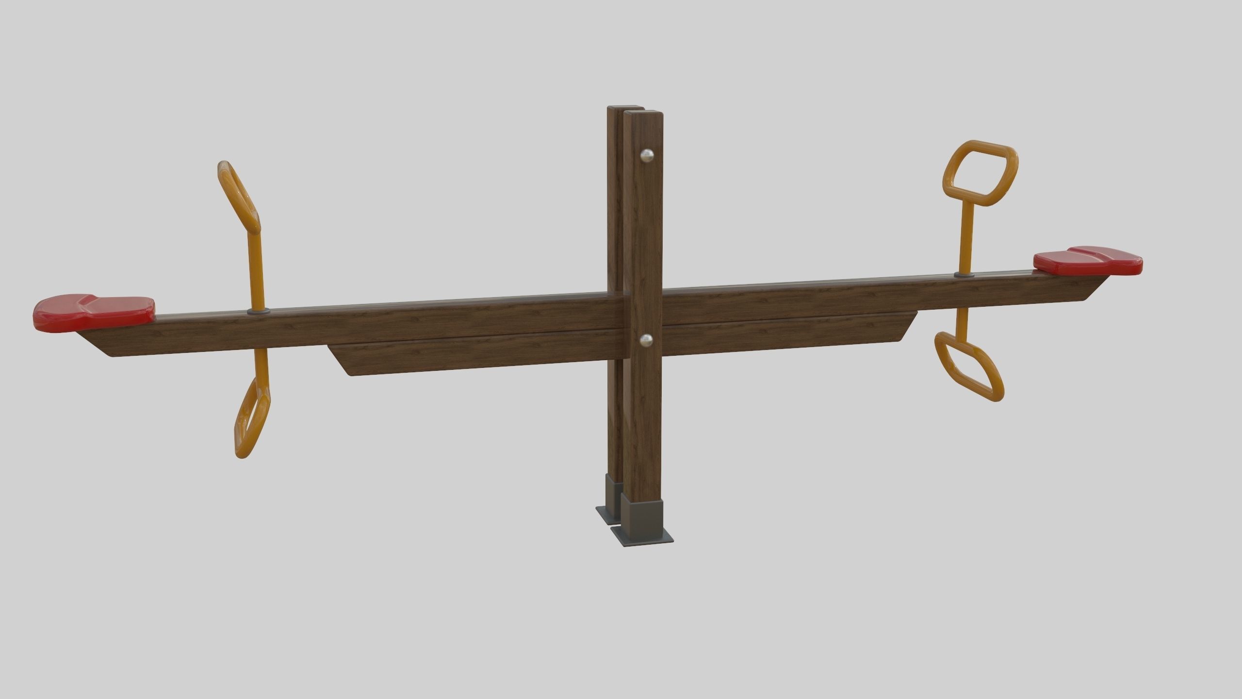 Wooden Seesaw Teeter Totter - 01 Playground Low-poly 3D model_15