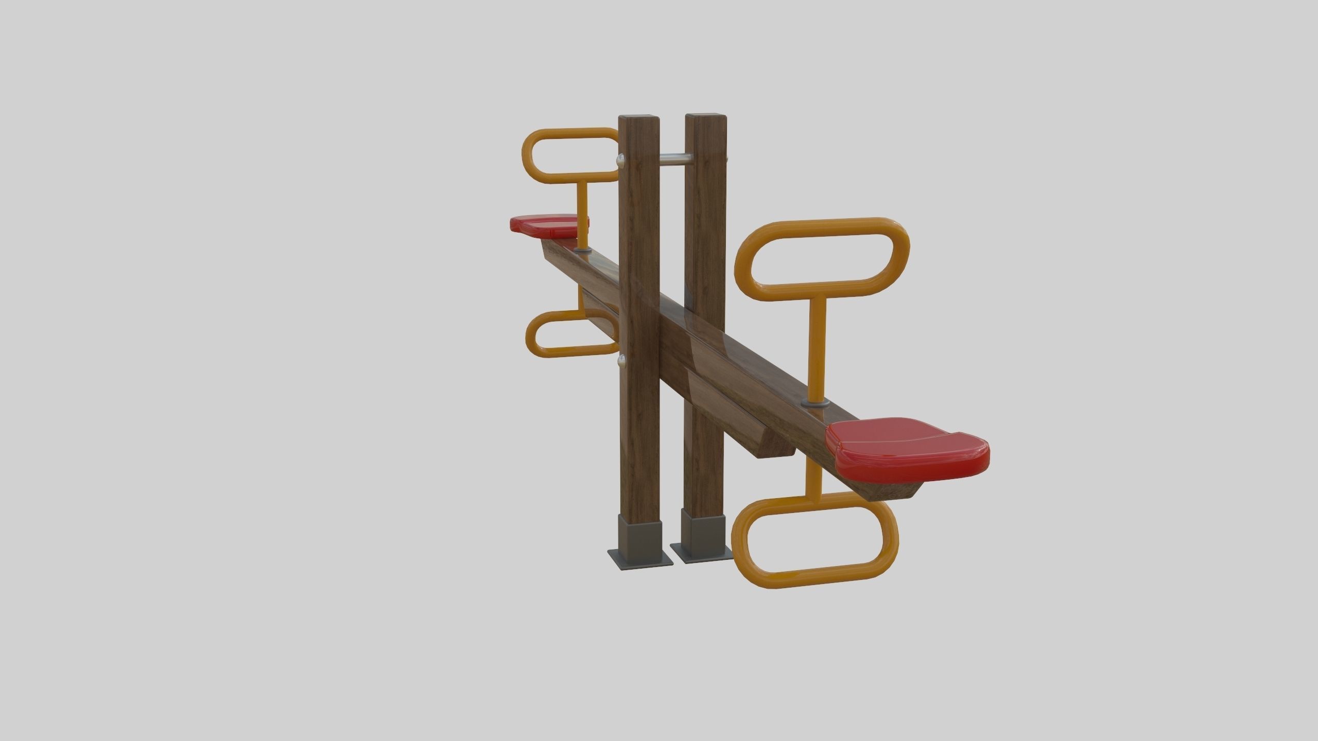 Wooden Seesaw Teeter Totter - 01 Playground Low-poly 3D model_11