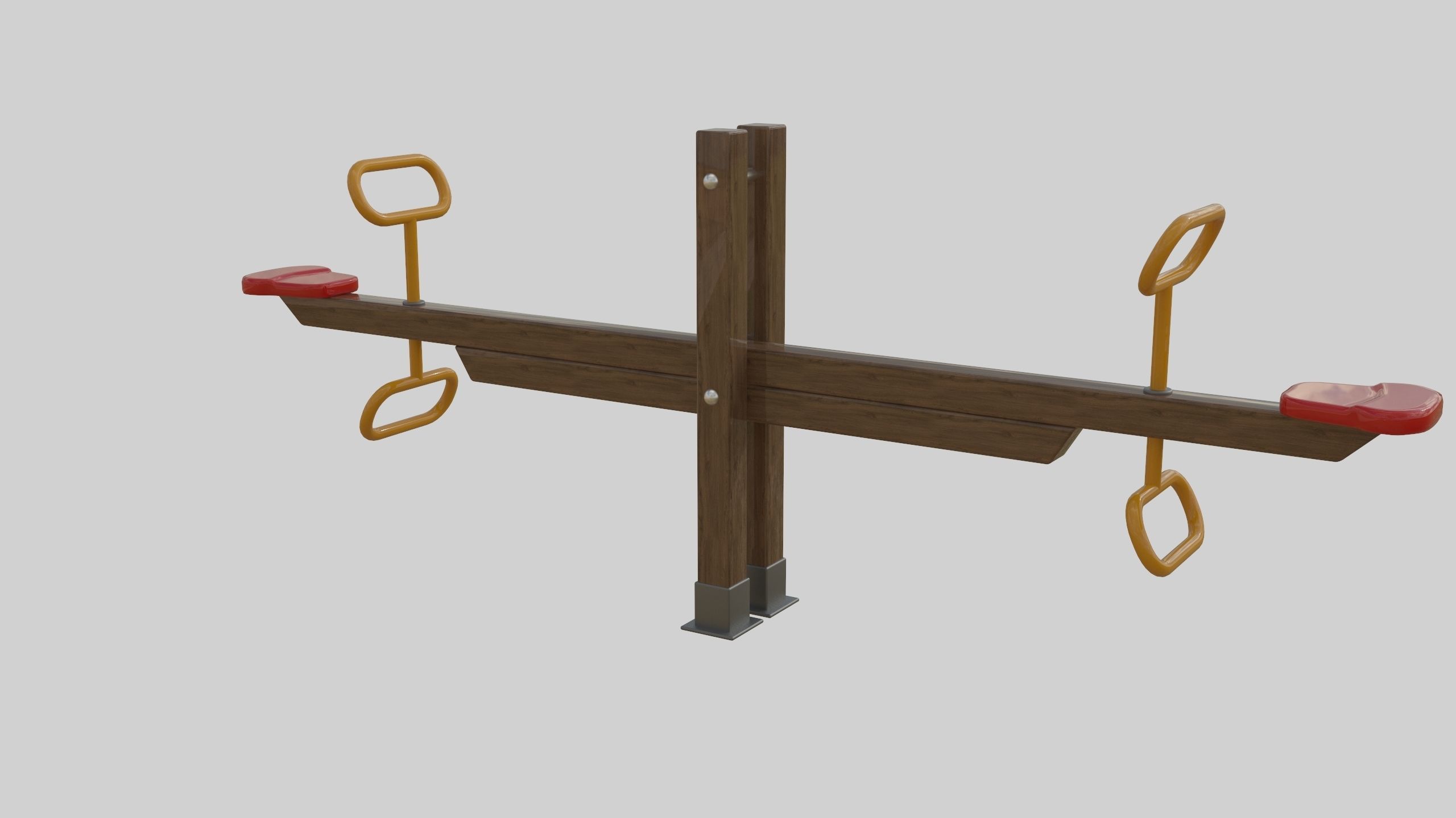 Wooden Seesaw Teeter Totter - 01 Playground Low-poly 3D model_17