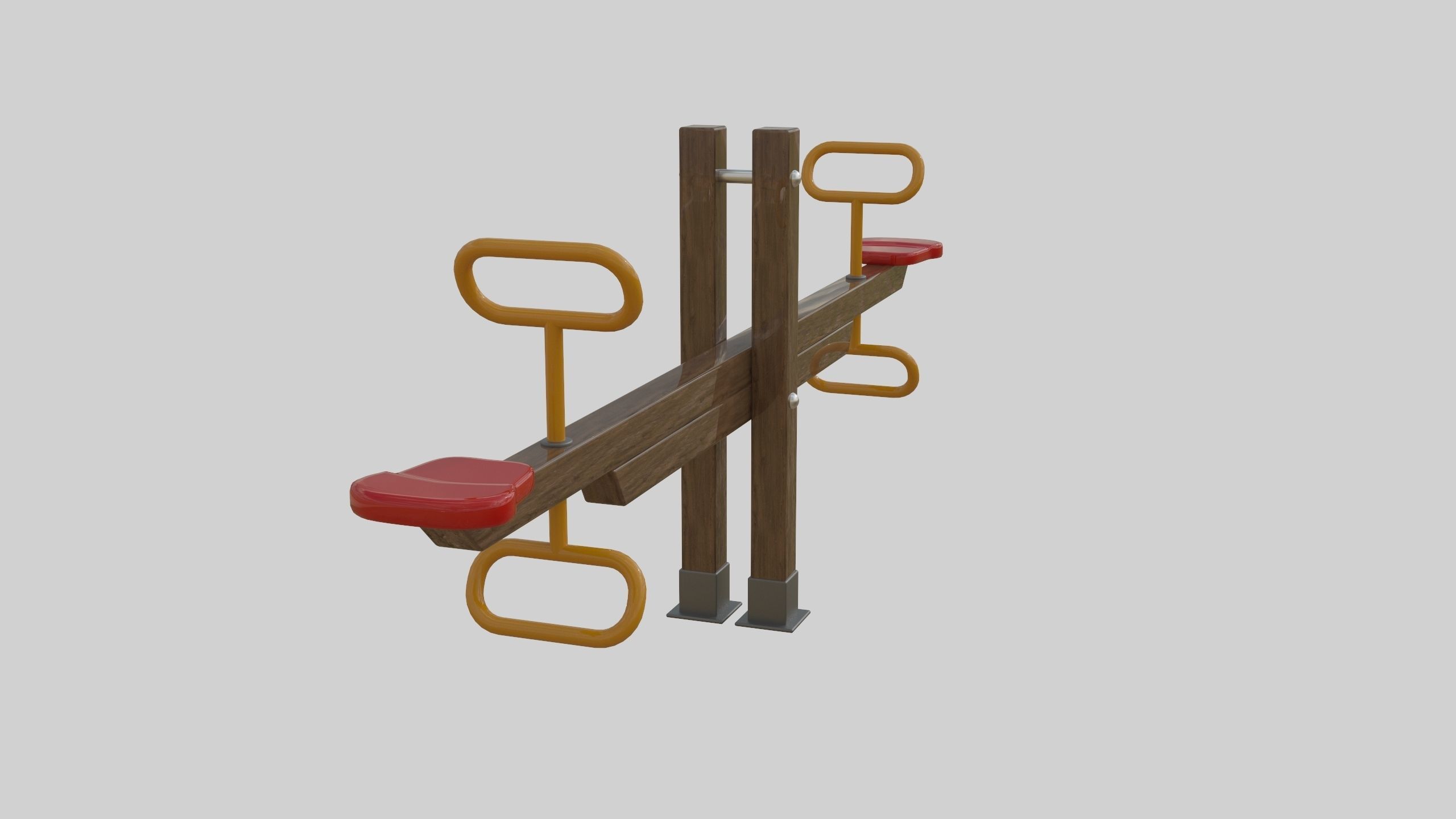 Wooden Seesaw Teeter Totter - 01 Playground Low-poly 3D model_21