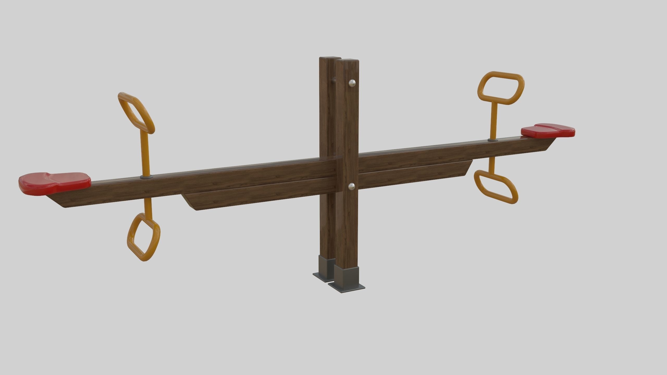 Wooden Seesaw Teeter Totter - 01 Playground Low-poly 3D model_25