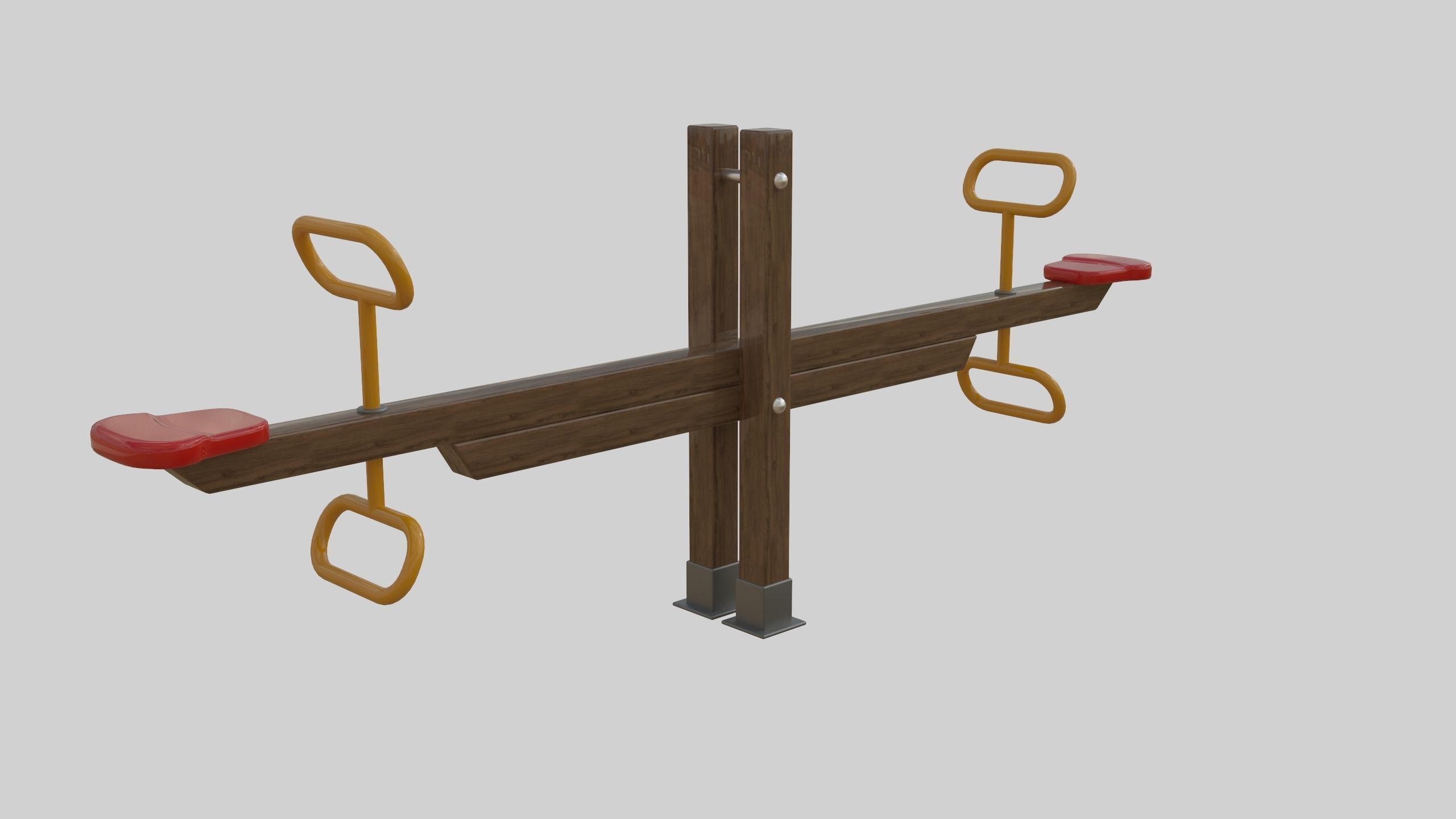 Wooden Seesaw Teeter Totter - 01 Playground Low-poly 3D model_23