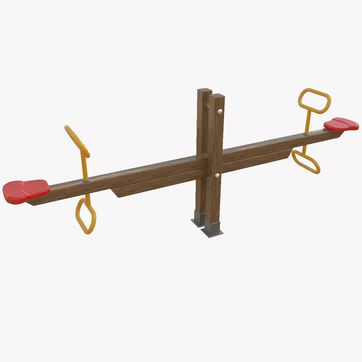 Wooden Seesaw Teeter Totter - 01 Playground Low-poly 3D model_0