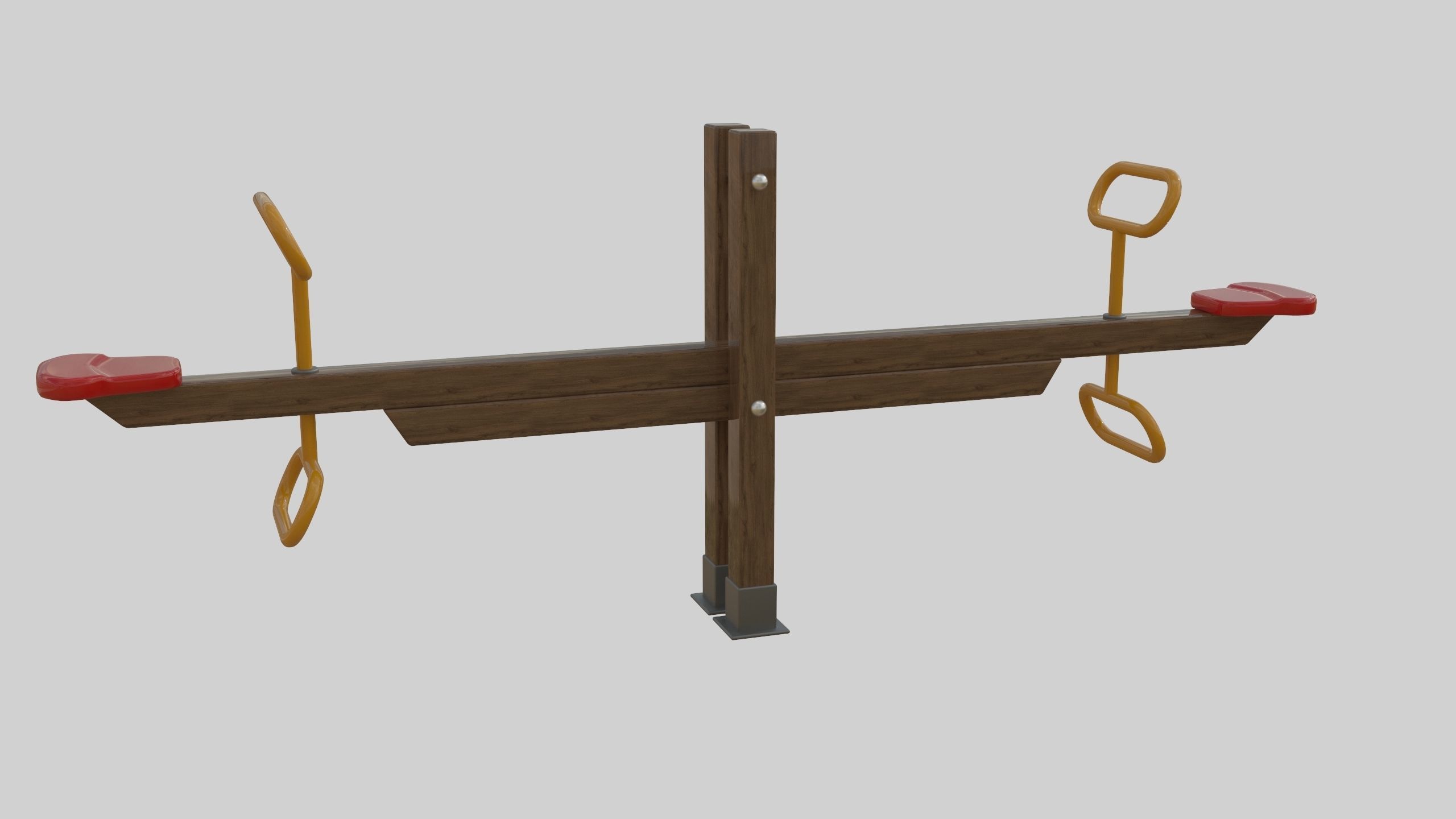 Wooden Seesaw Teeter Totter - 01 Playground Low-poly 3D model_5