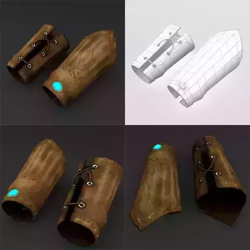Bracers leather gloves - leather gloves Free low-poly 3D model