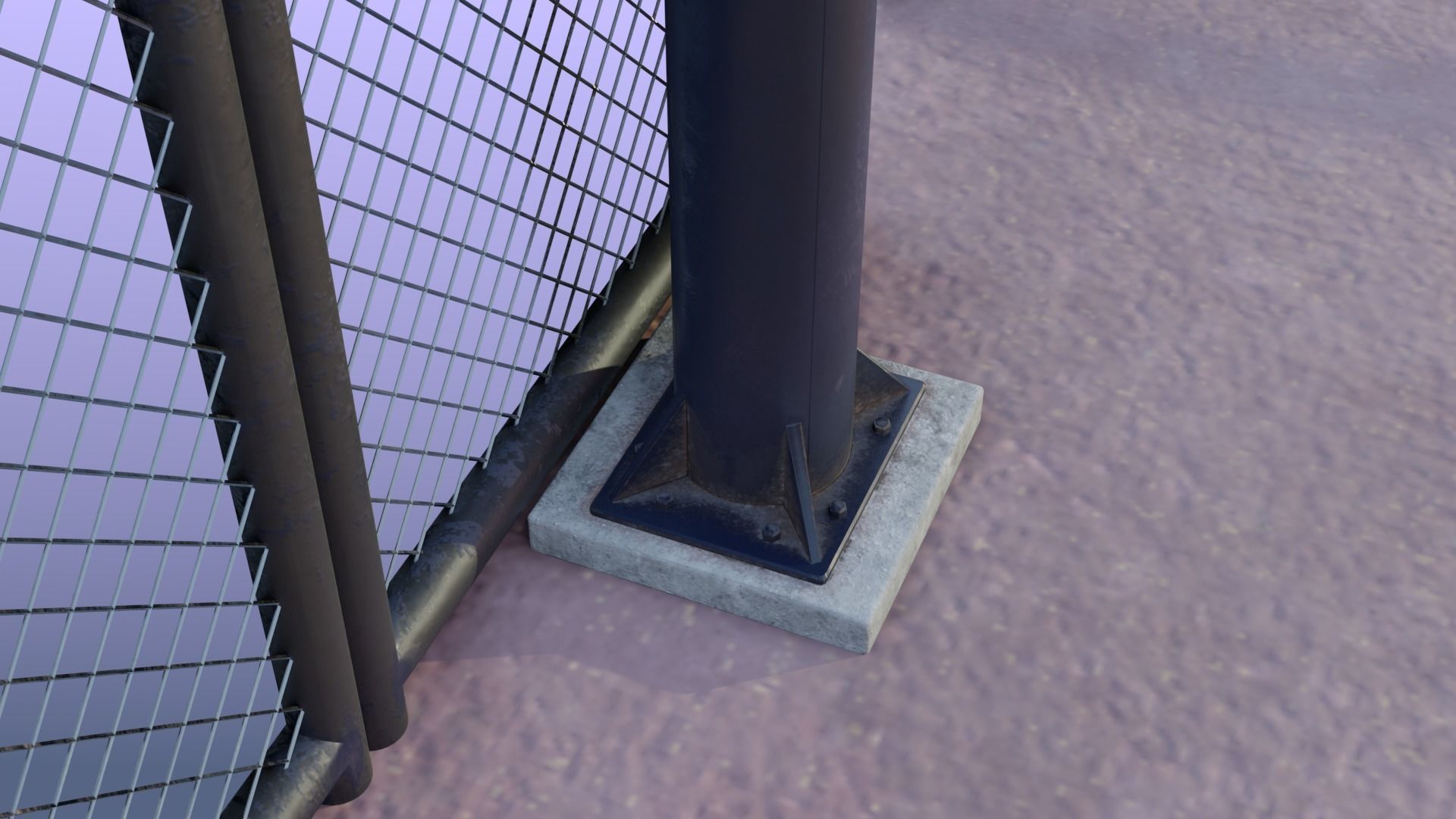 Street urban basketball court Low-poly 3D model_3