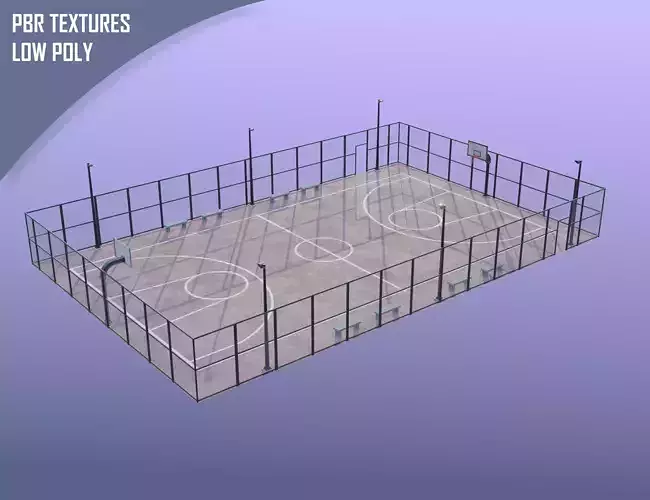 Street urban basketball court Low-poly 3D model