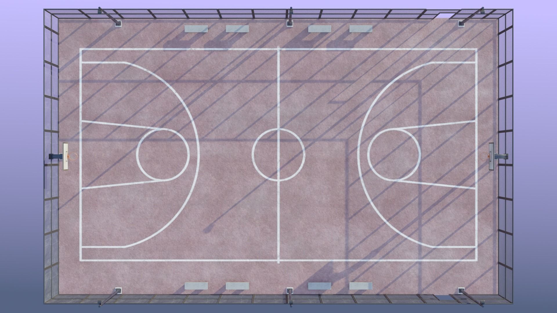 Street urban basketball court Low-poly 3D model_7