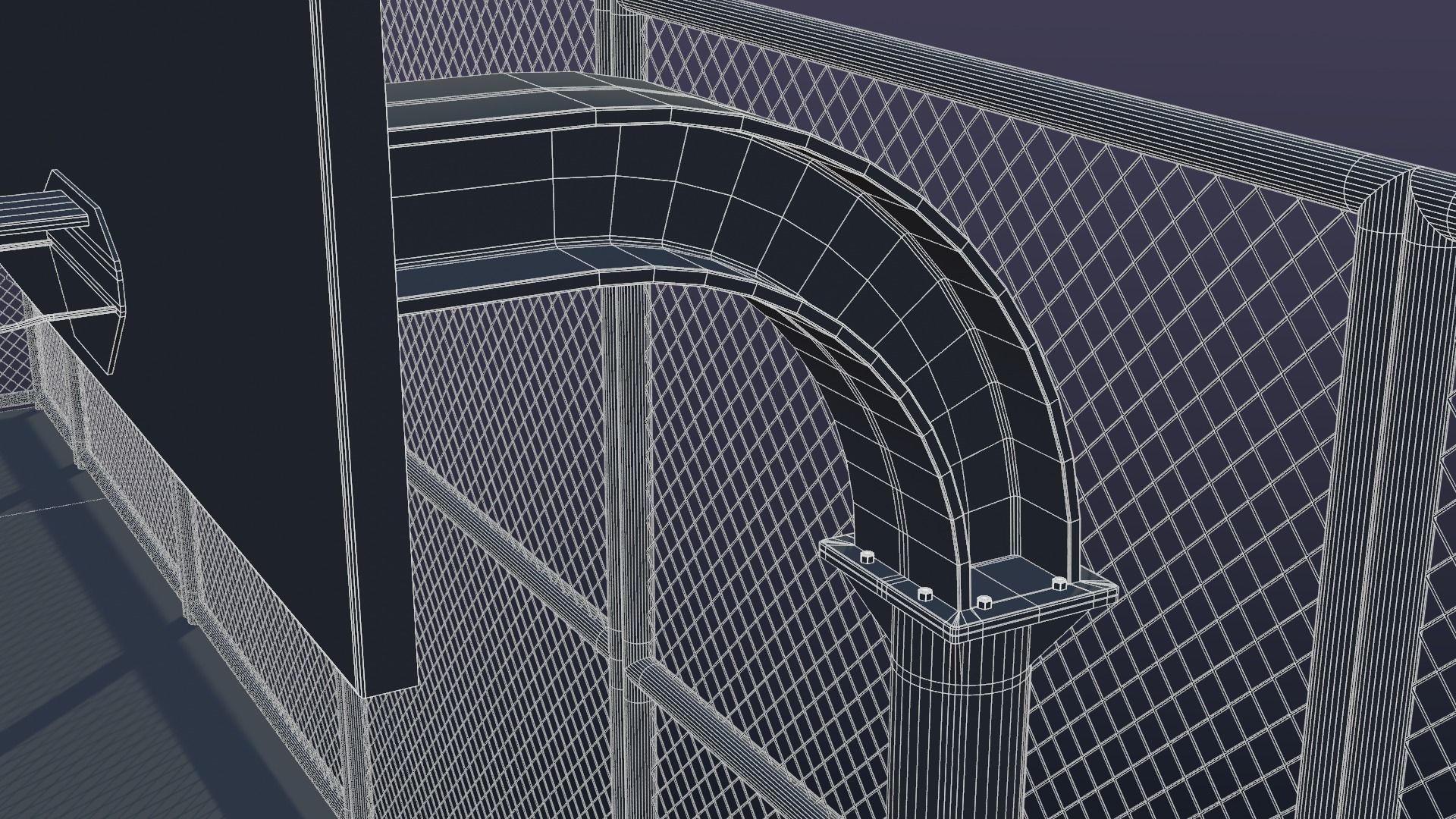 Street urban basketball court Low-poly 3D model_8
