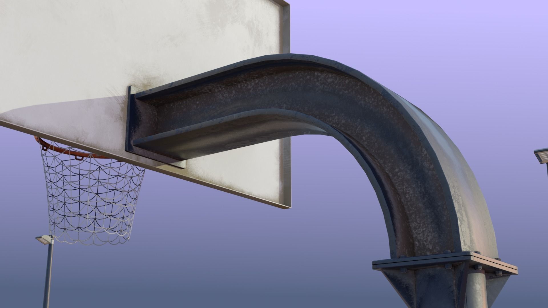 Street urban basketball court Low-poly 3D model_2