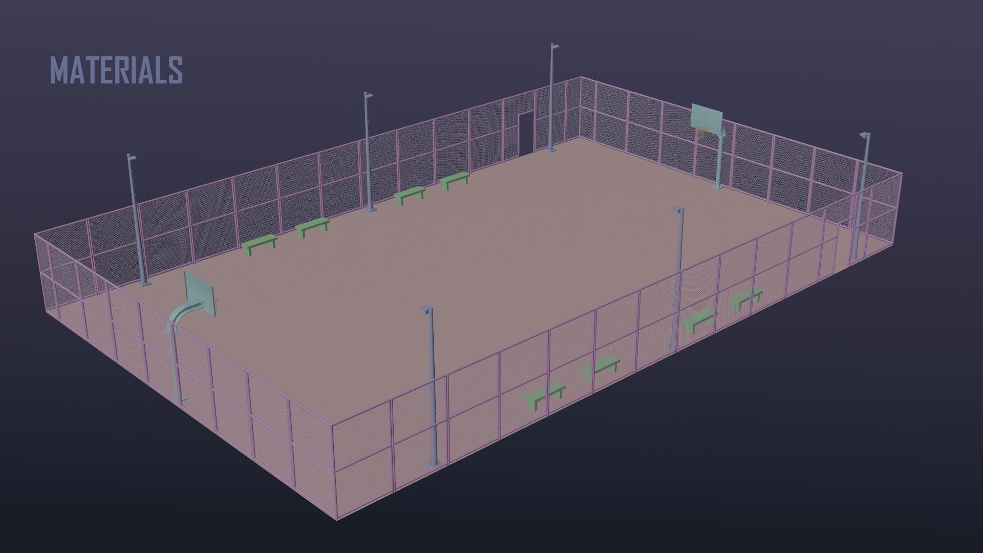 Street urban basketball court Low-poly 3D model_15