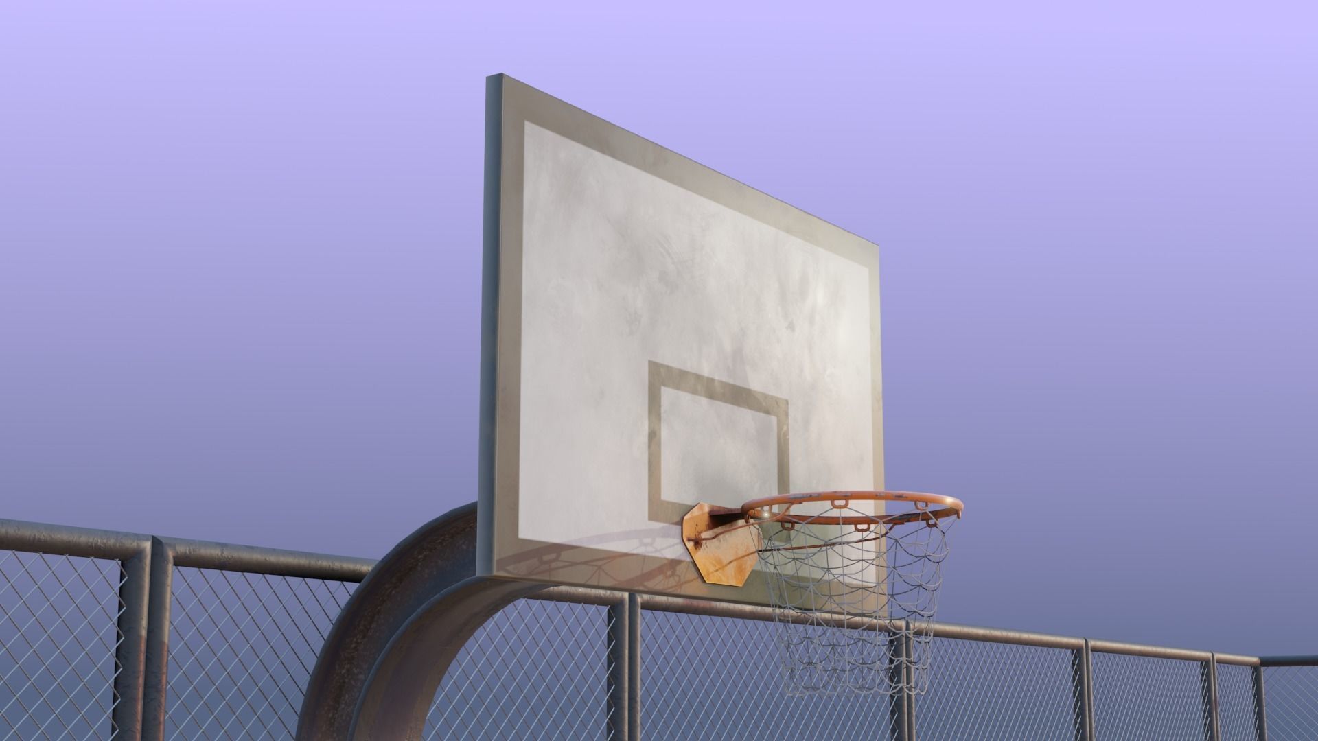 Street urban basketball court Low-poly 3D model_1