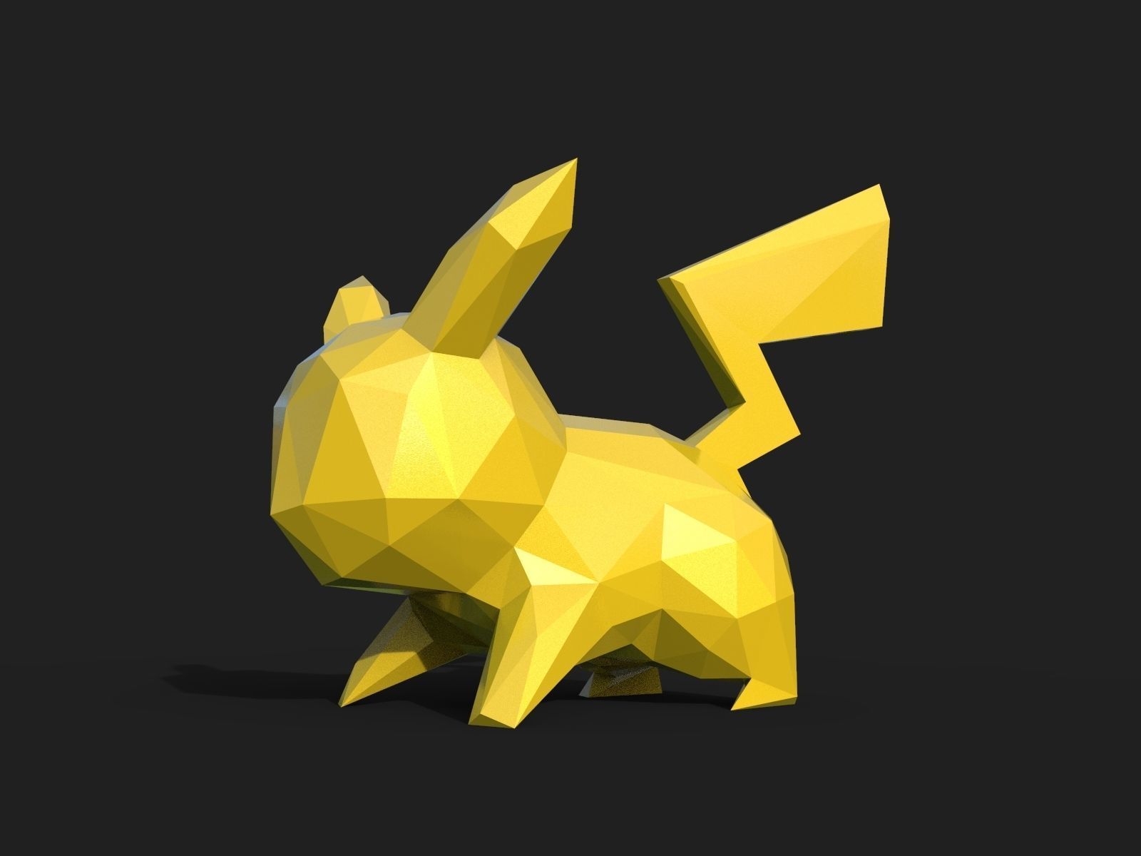 Pikachu Low Poly pokemon 3D print model_2