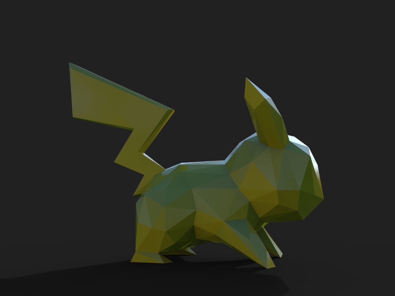 Pikachu Low Poly pokemon 3D print model_12