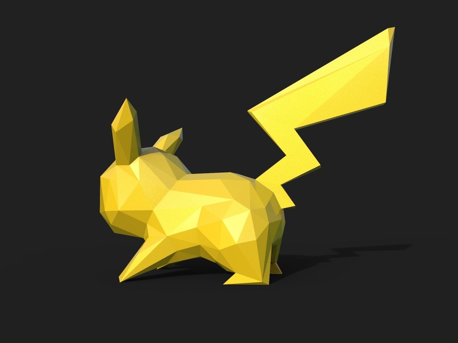 Pikachu Low Poly pokemon 3D print model_4