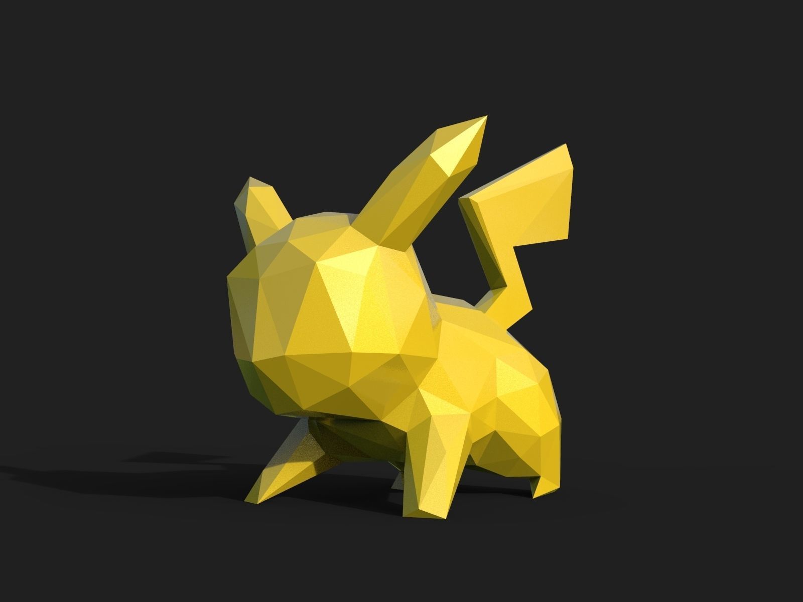 Pikachu Low Poly pokemon 3D print model_1
