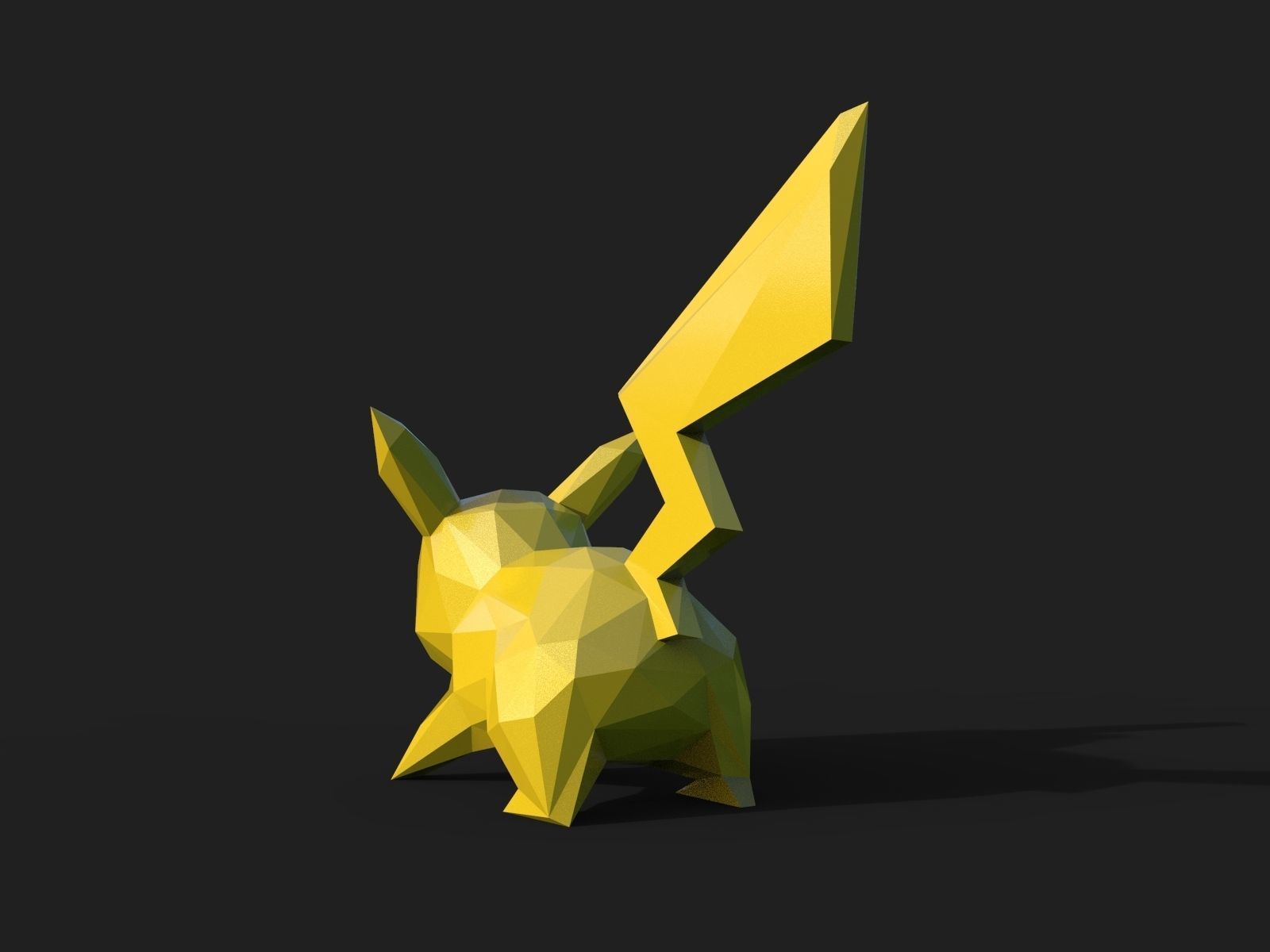Pikachu Low Poly pokemon 3D print model_6