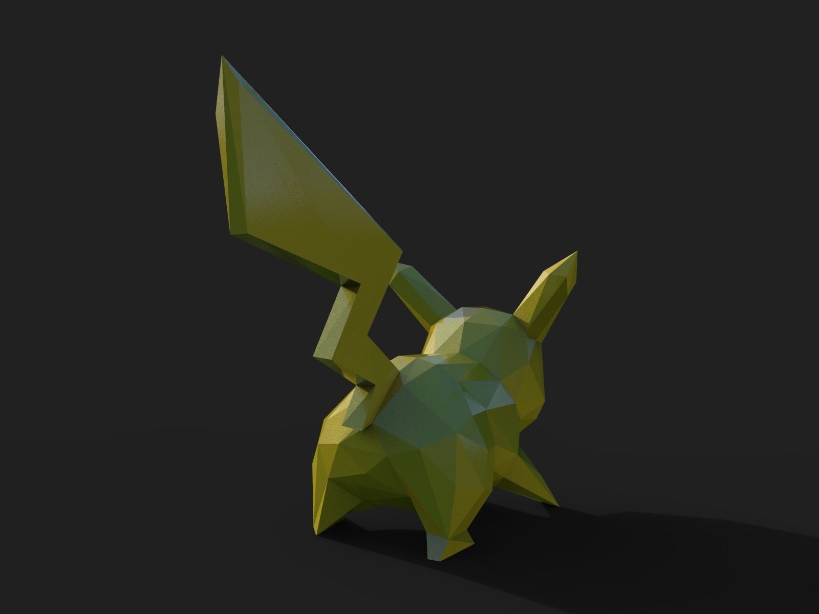 Pikachu Low Poly pokemon 3D print model_9