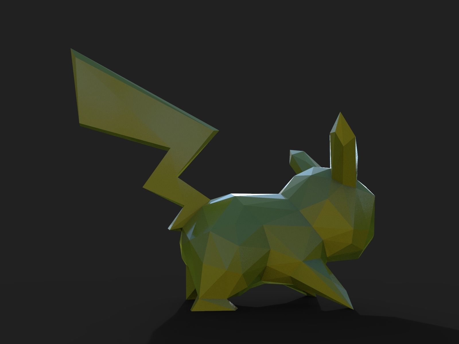 Pikachu Low Poly pokemon 3D print model_11
