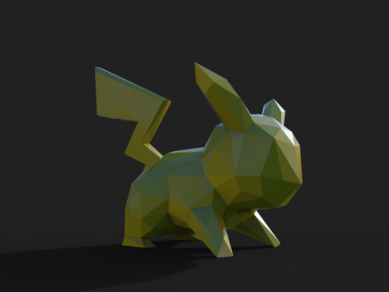 Pikachu Low Poly pokemon 3D print model_13