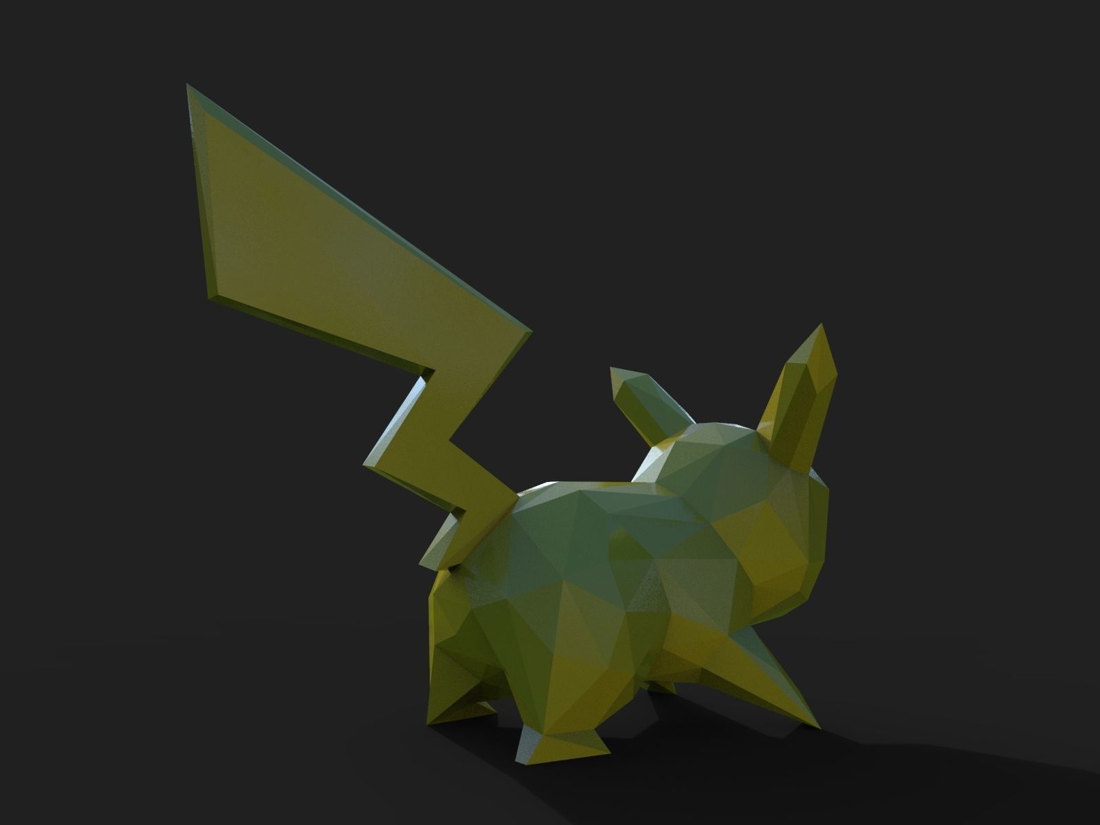 Pikachu Low Poly pokemon 3D print model_10