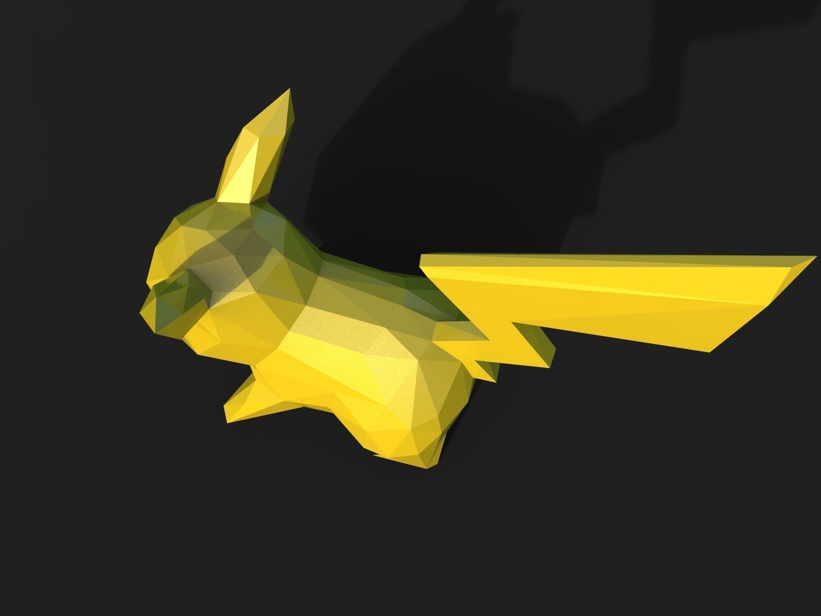 Pikachu Low Poly pokemon 3D print model_17