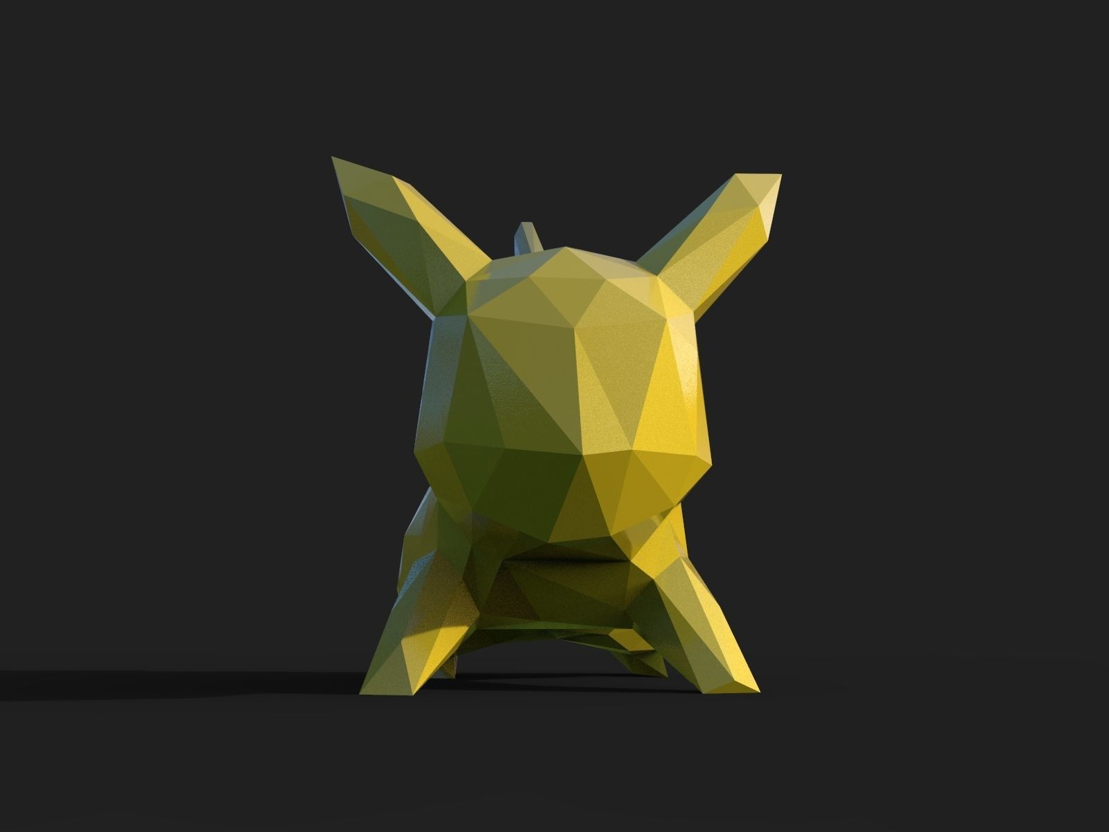 Pikachu Low Poly pokemon 3D print model_16