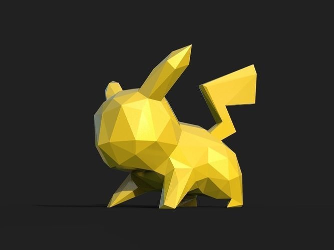 Pikachu Low Poly pokemon 3D print model
