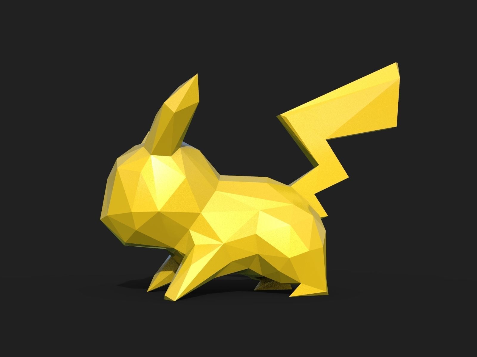 Pikachu Low Poly pokemon 3D print model_3
