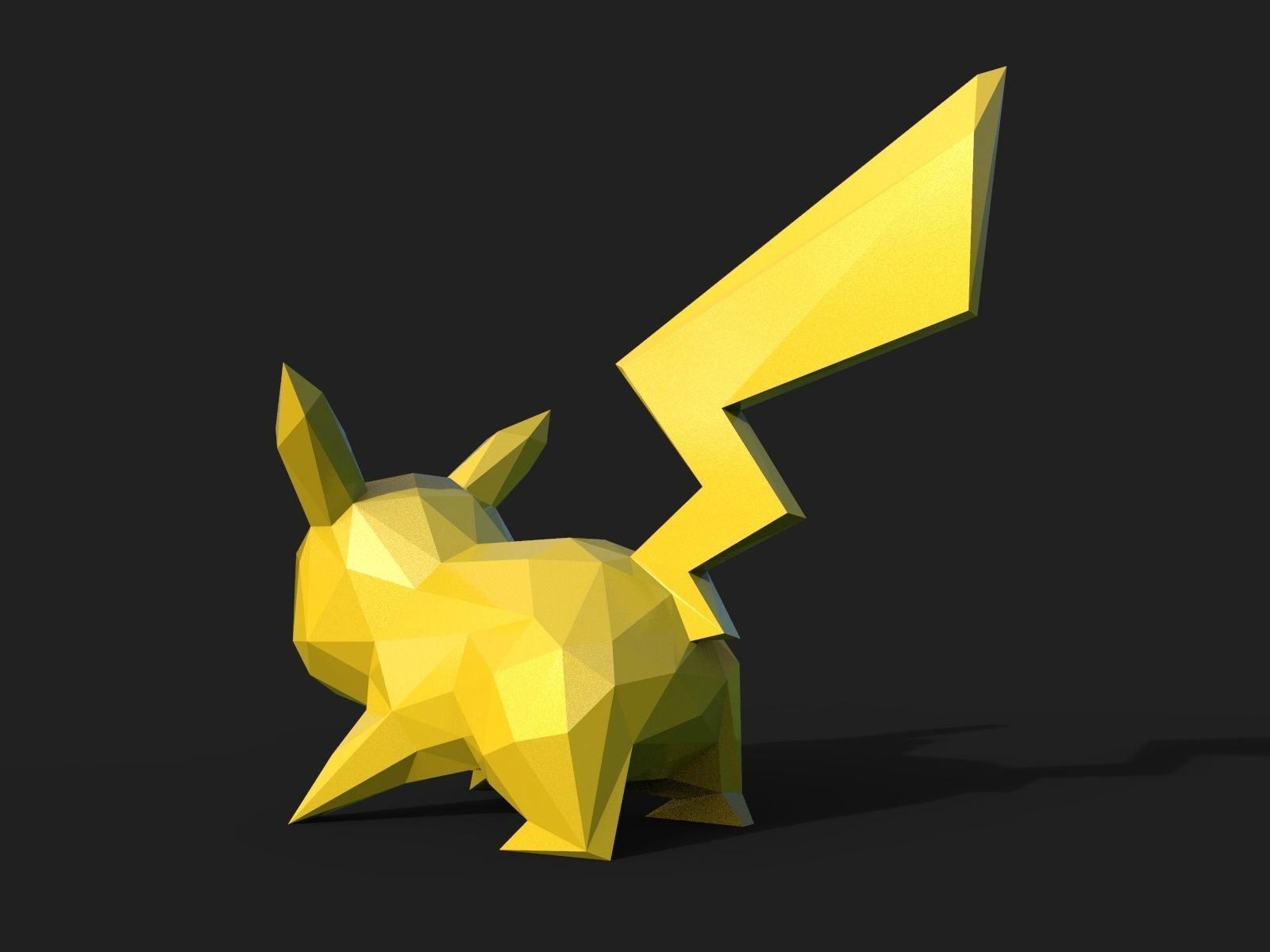 Pikachu Low Poly pokemon 3D print model_5