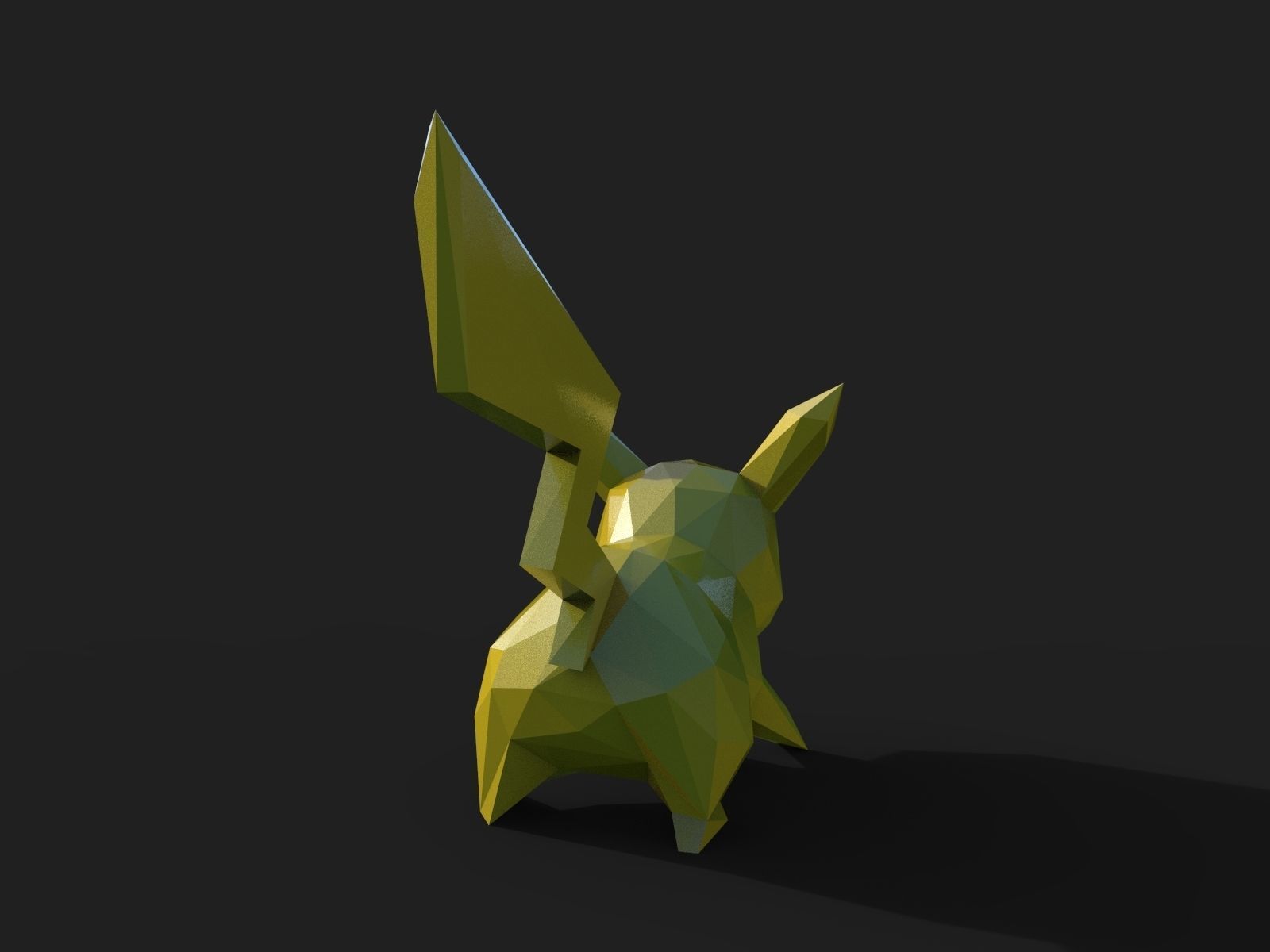 Pikachu Low Poly pokemon 3D print model_8