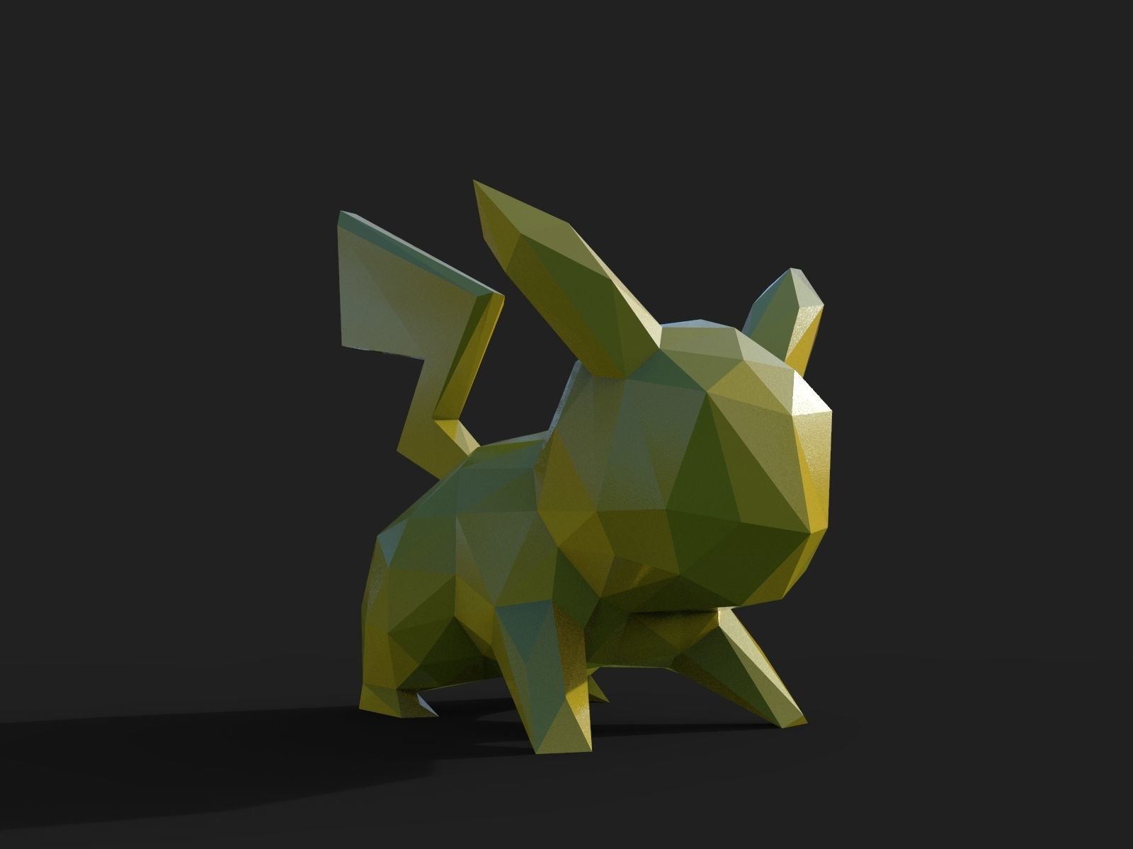 Pikachu Low Poly pokemon 3D print model_14