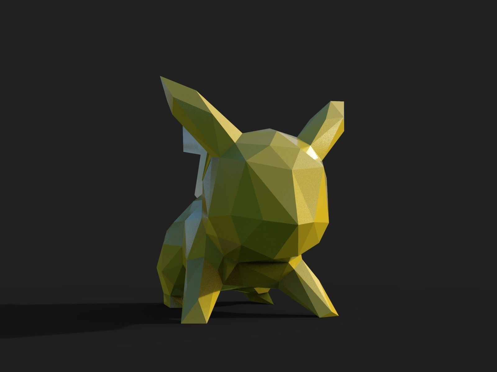 Pikachu Low Poly pokemon 3D print model_15