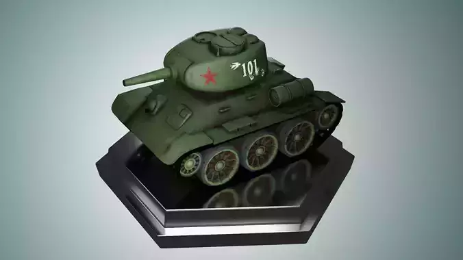 Mini T34-85 Tank  Low-poly 3D model