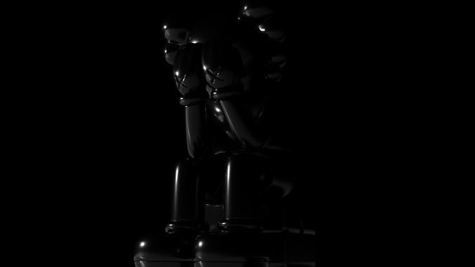 KAWS sits on the box 3d model 3ds max Low-poly 3D model