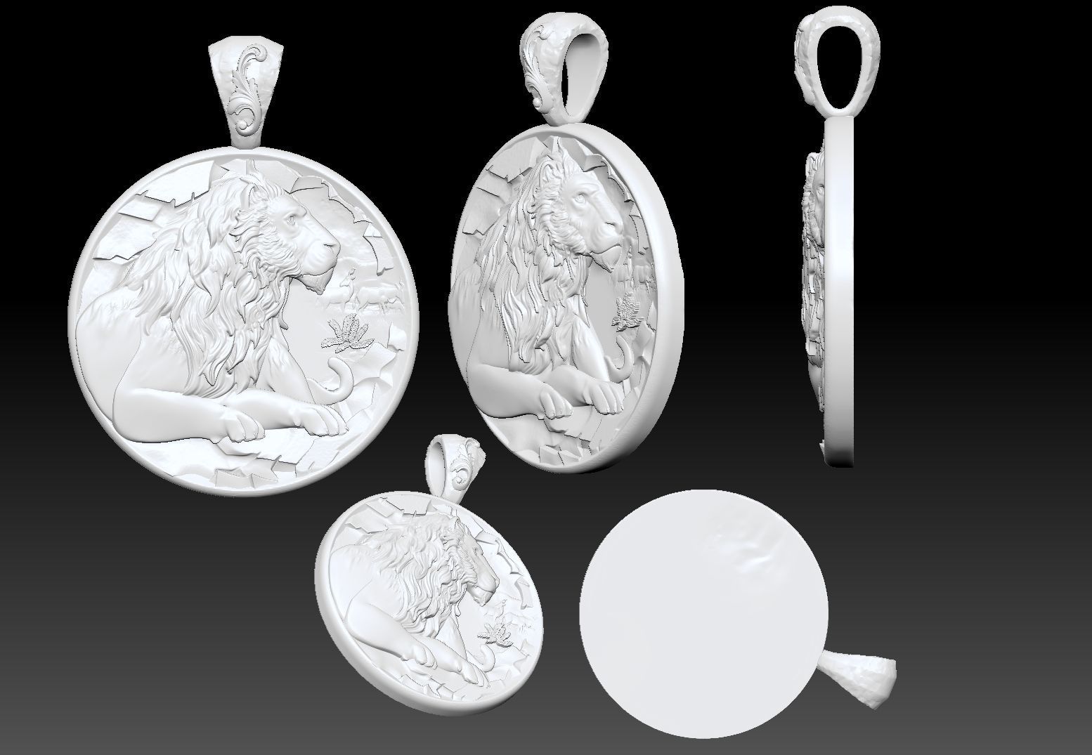 lion pandant zodiak  3D print model_6