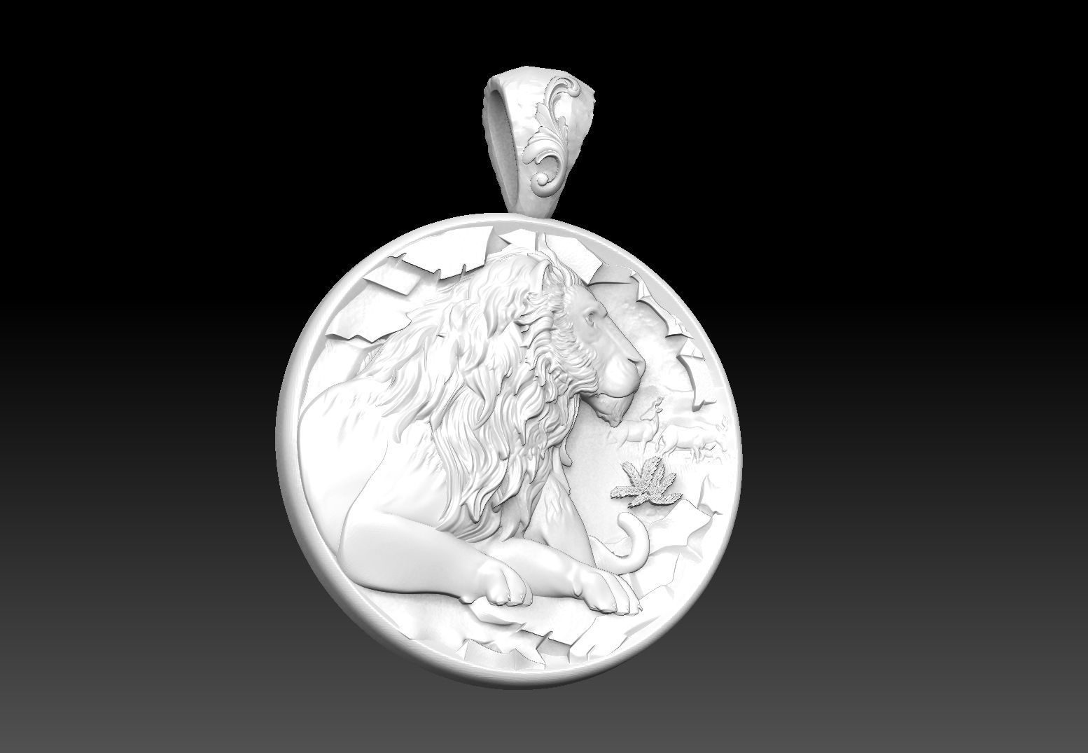 lion pandant zodiak  3D print model_4