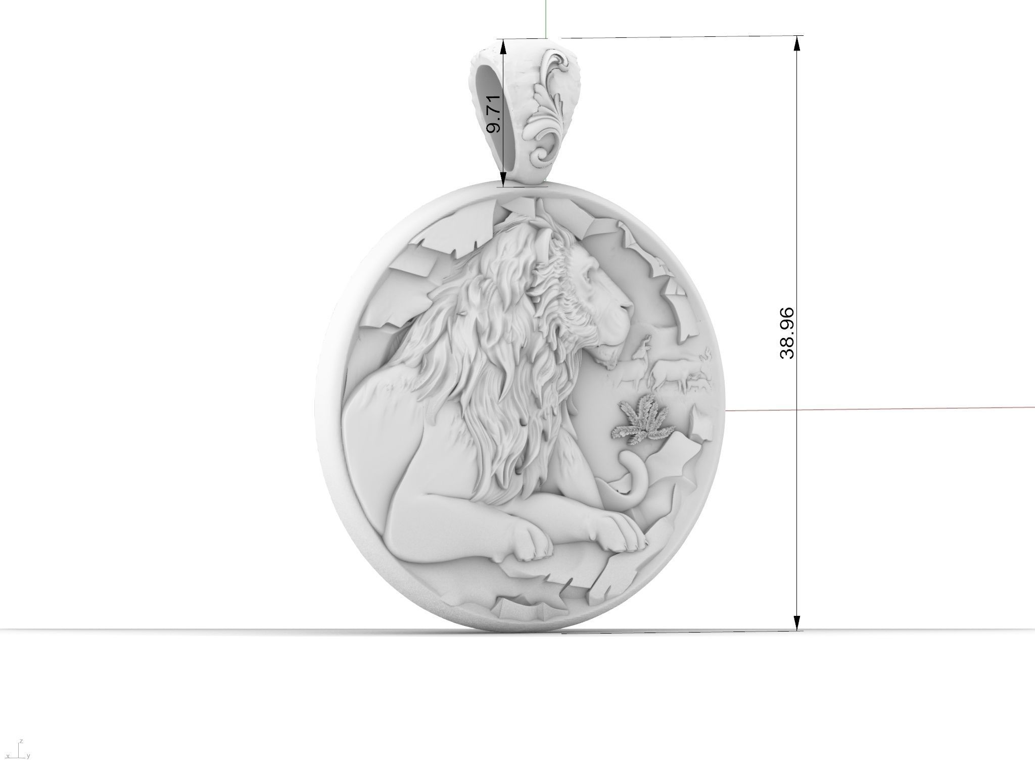 lion pandant zodiak  3D print model_8
