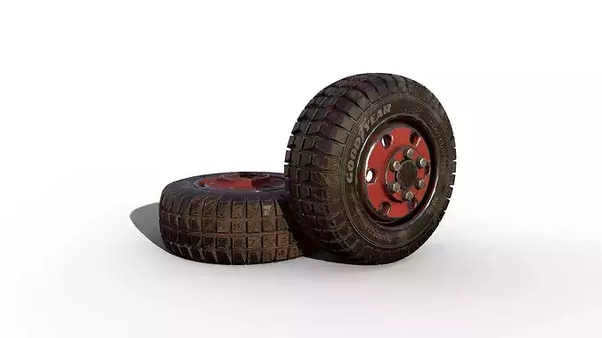 Rubber Tire with Rim Low-poly 3D model 3