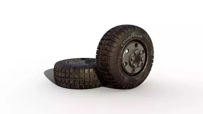 Rubber Tire with Rim Low-poly 3D model 5