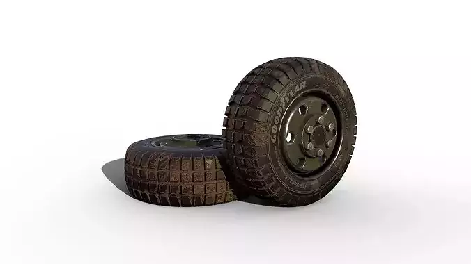 Rubber Tire with Rim Low-poly 3D model 6