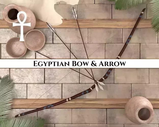 Ancient Egyptian Bow and Arrow Low-poly 3D model
