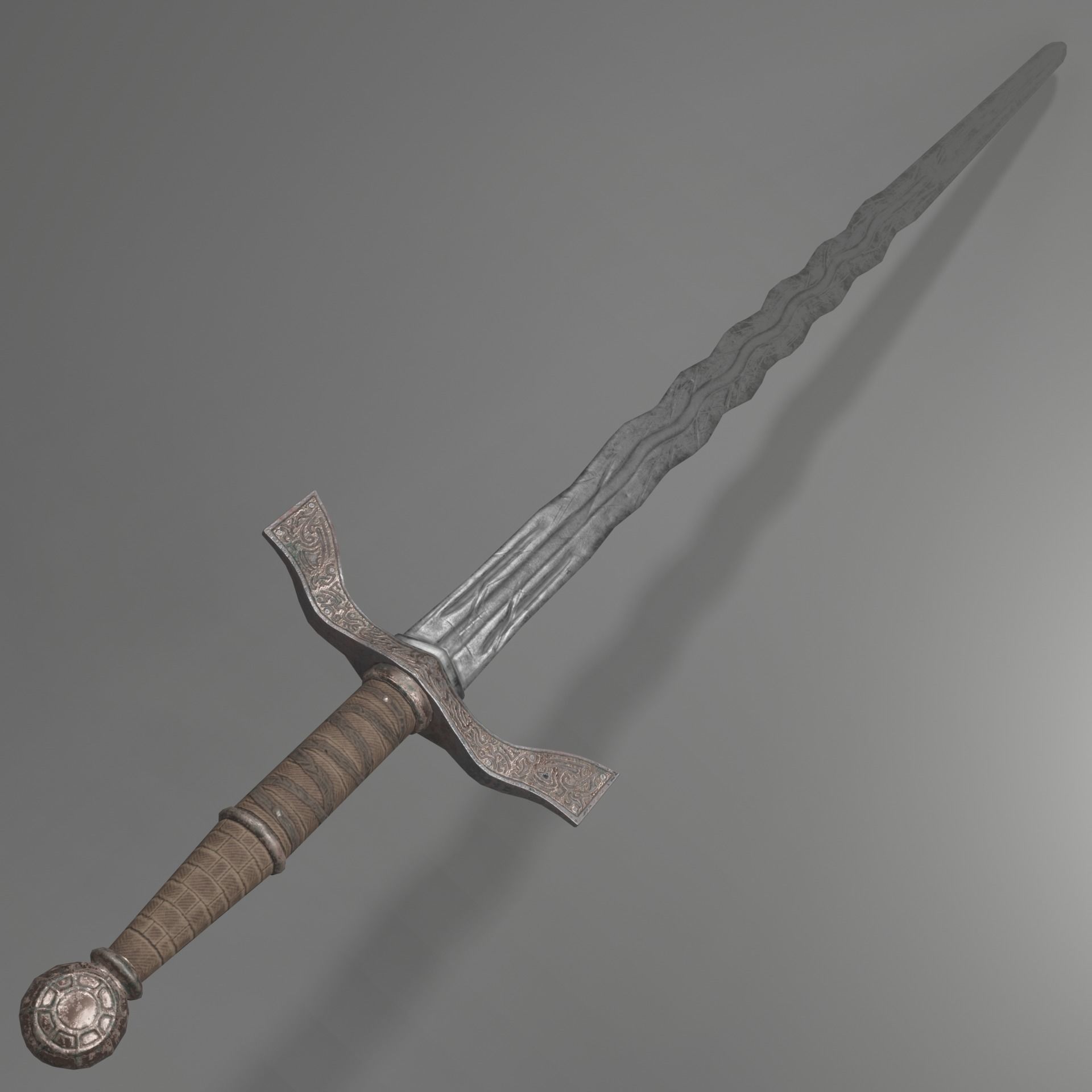 Bastard-Flamesword sword Low-poly 3D model_3