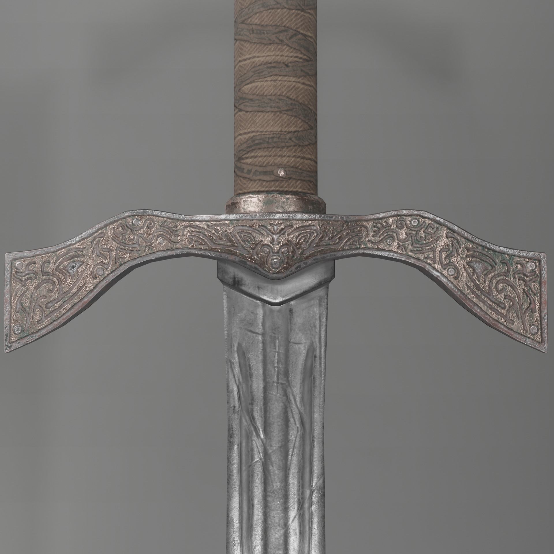 Bastard-Flamesword sword Low-poly 3D model_1