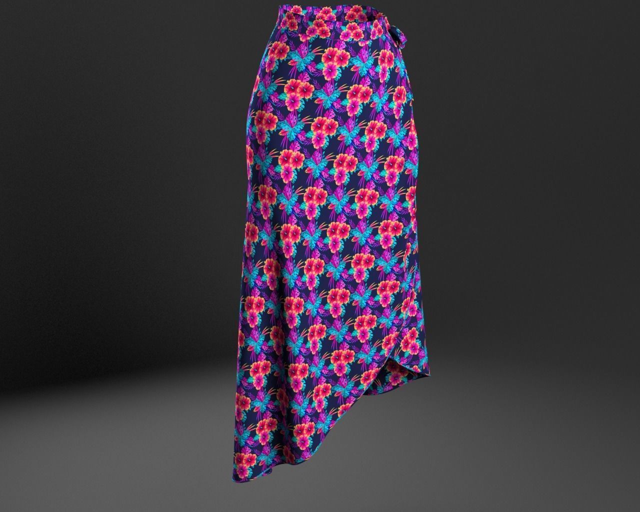 Stylish Designer Women Asymetric Skirt 3D model 3D model_7